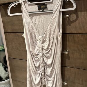 Akiko Cream/Light Gray Ruched Tank Top